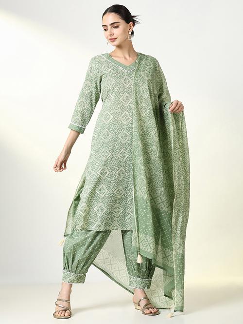women bandhani kurta salwar set with dupatta - 21661564 - Very Small Image - 1