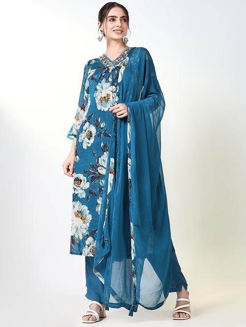 women floral kurta pant set with dupatta - 21661590 - Very Small Image - 1
