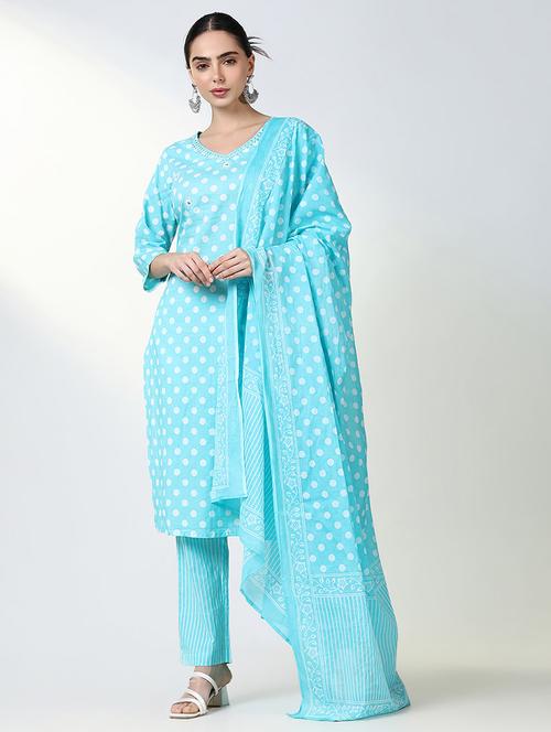 women three quarter sleeve kurta pant with dupatta set - 21661604 - Very Small Image - 1