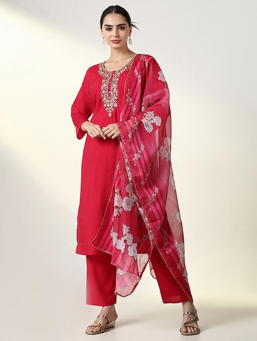 women three quarter sleeve kurta pant with dupatta set - 21661618 - Very Small Image - 1