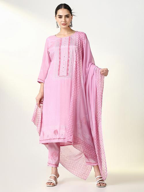 women three quarter sleeve kurta pant with dupatta set - 21661629 - Very Small Image - 1