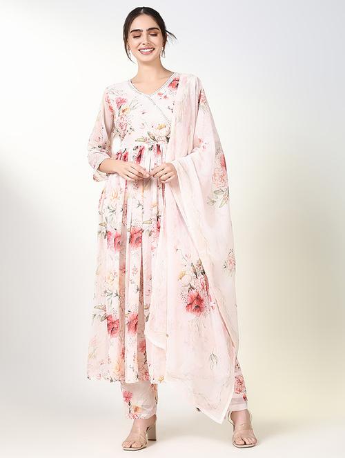 women floral three quarter sleeve kurta pant with dupatta set - 21661637 - Very Small Image - 1