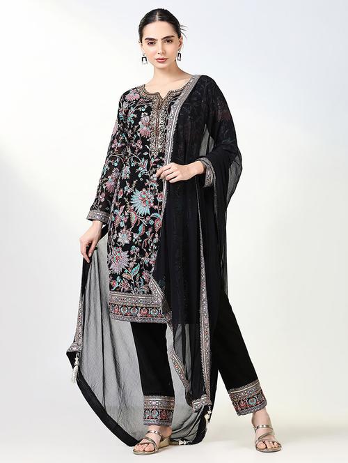 women embroidered long sleeve kurta pant with dupatta set - 21661649 - Very Small Image - 1