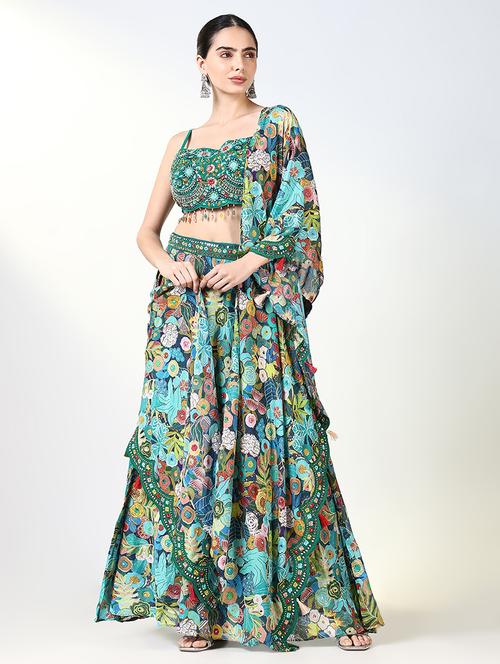 women floral flared lehenga choli with dupatta - 21661690 - Very Small Image - 1