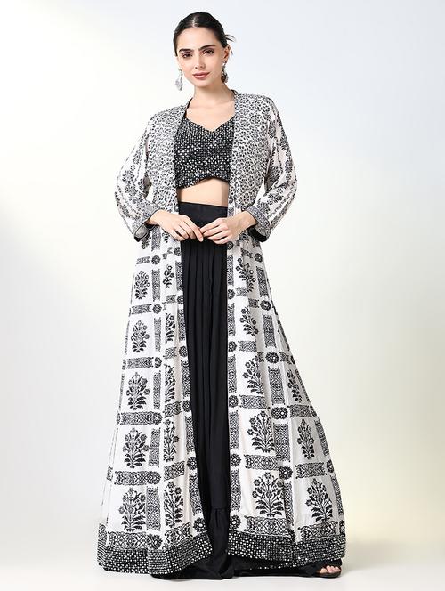 women black mirror work lehenga choli with long shrug - 21661691 - Very Small Image - 1