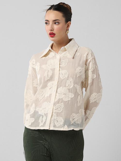 women embroidered collared long sleeves shirt - 21661711 - Very Small Image - 1
