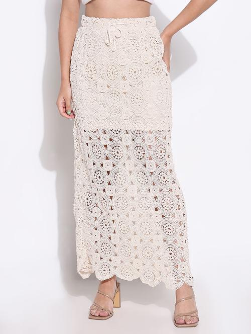 women crochet detailed high rise straight skirt - 21661736 - Very Small Image - 1