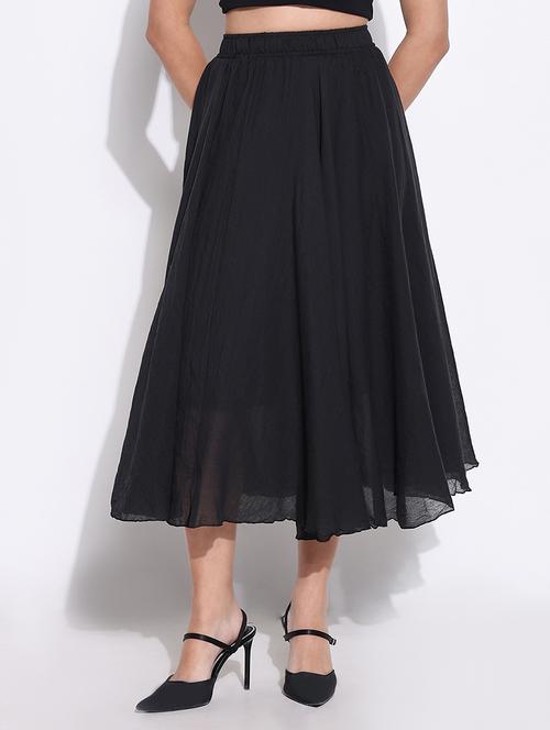 women solid high rise flared skirt - 21661739 - Very Small Image - 1
