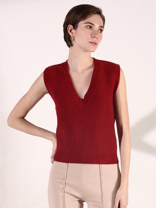 Women Solid Sleeveless Crop Pullover - 21661745 - Very Small Image - 1
