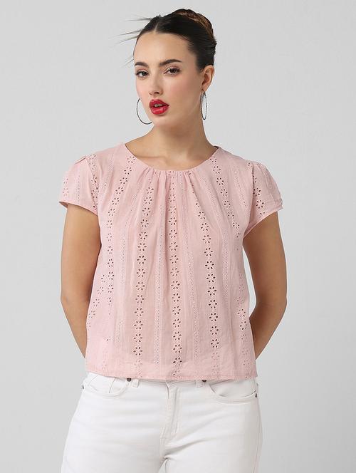 Women Schiffli Detailed Regular Top - 21661784 - Very Small Image - 1