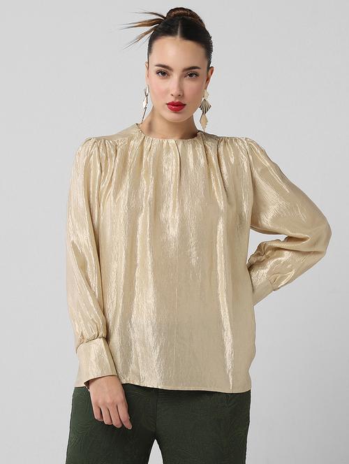 women solid puff sleeves regular top - 21661798 - Very Small Image - 1
