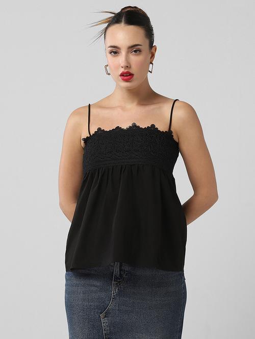 women lace detailed shoulder strap a-line top - 21661801 - Very Small Image - 1