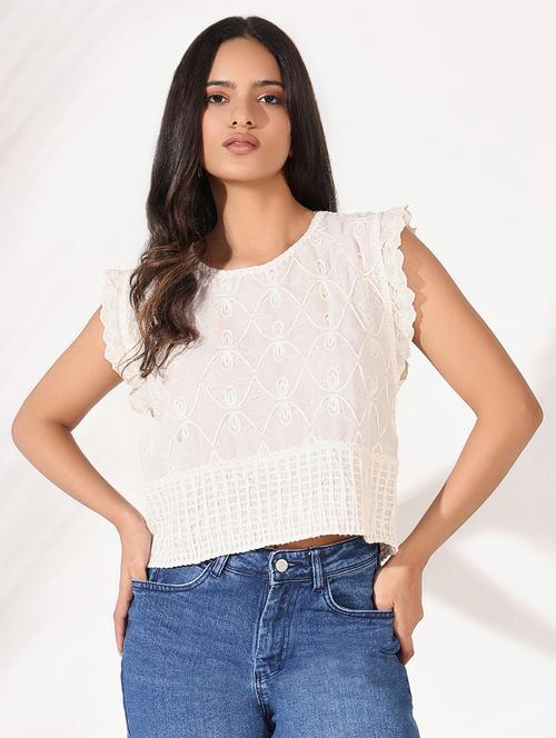 women embroidered sleeveless crop top - 21661823 - Very Small Image - 1