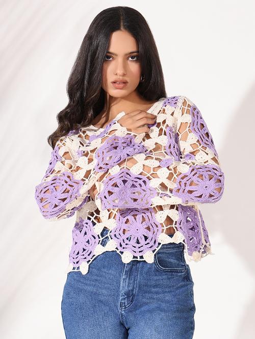 women crochet detailed crop top - 21661827 - Very Small Image - 1