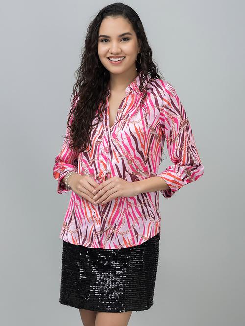 women printed three quarter sleeve shirt - 21662318 - Very Small Image - 1