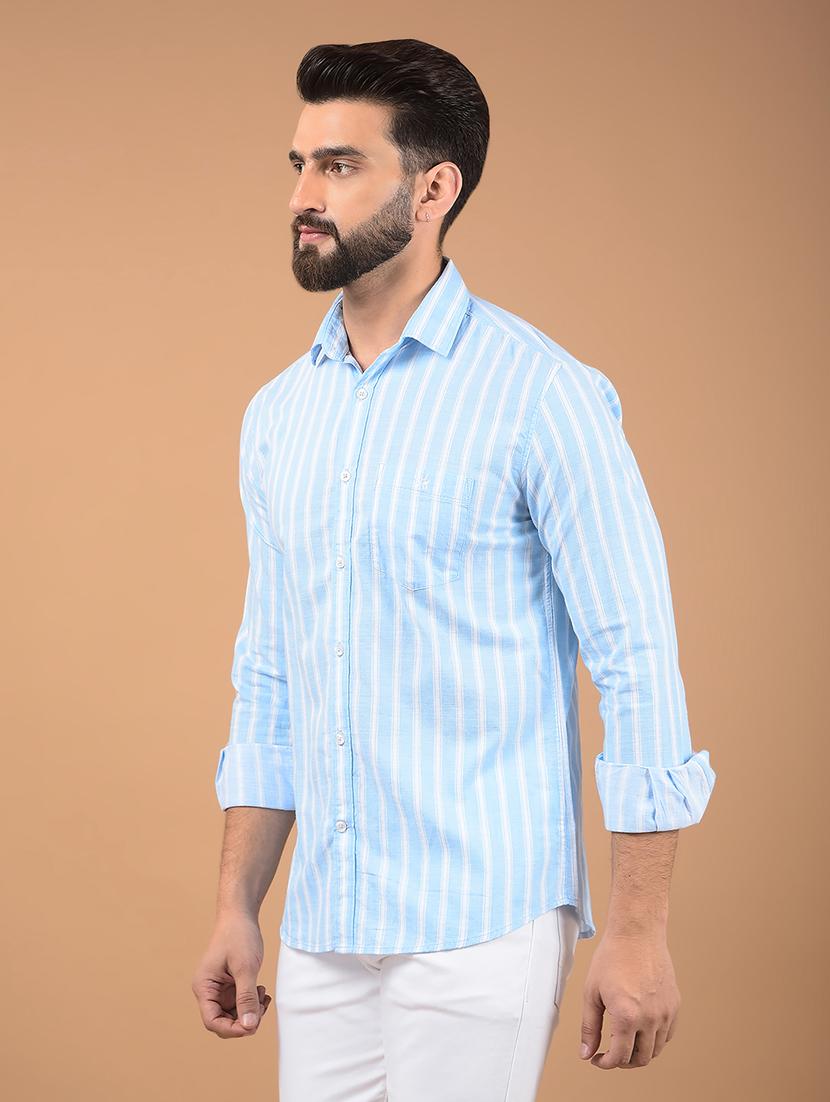 men stripes long sleeves casual shirt - 21662367 - Standard Image - 1