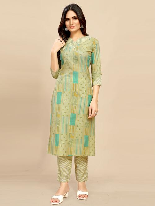 women printed three quarter sleeve kurta pant set - 21662508 - Very Small Image - 1