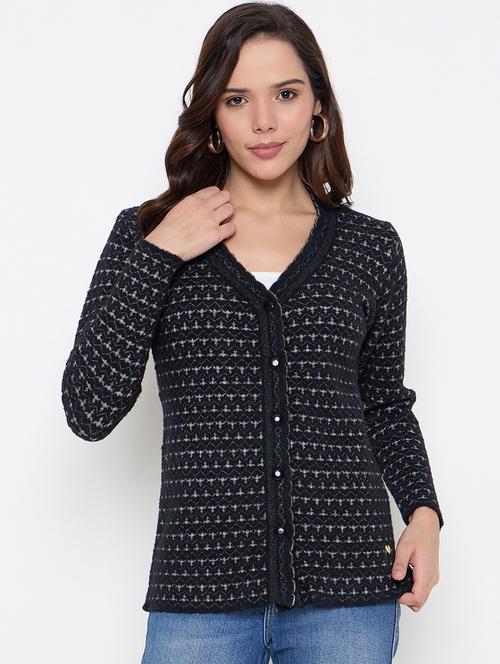 women long sleeves self design cardigan - 21662535 - Very Small Image - 1