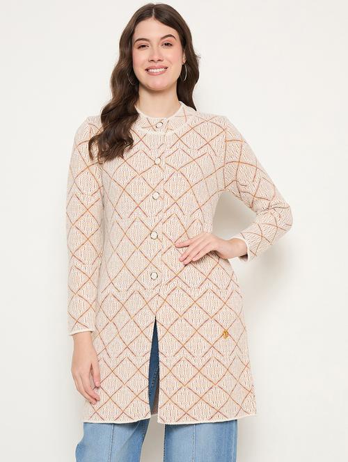 women long sleeves self design cardigan - 21662542 - Very Small Image - 1