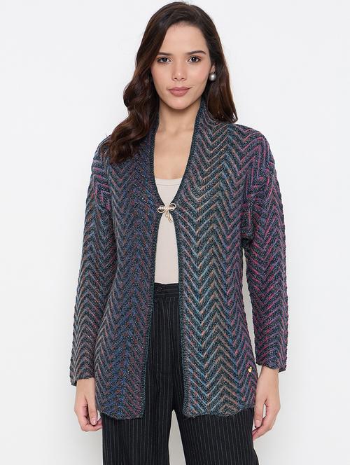 women long sleeves chevron shrug - 21662589 - Very Small Image - 1