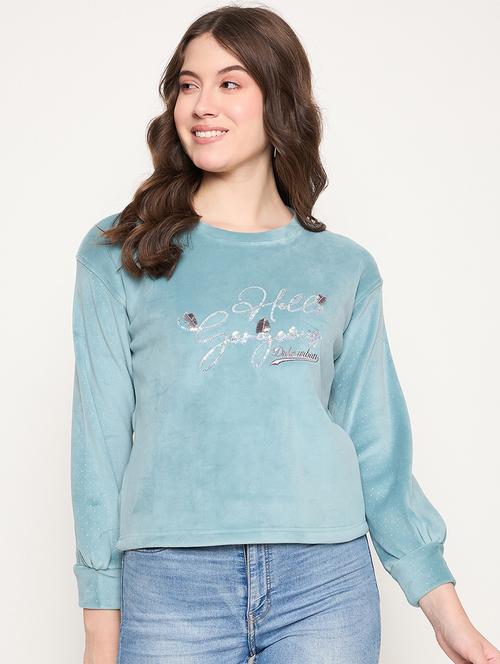 women long sleeves chest print sweatshirt - 21662590 - Very Small Image - 1
