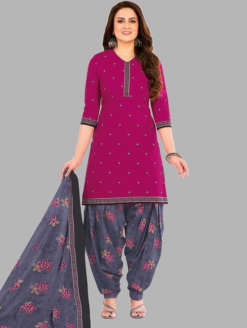 women printed 3-piece unstitched dress material  - 21662599 - Very Small Image - 1