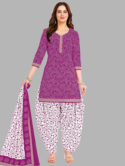 women printed 3-piece unstitched dress material  - 21662606 - Very Small Image - 1