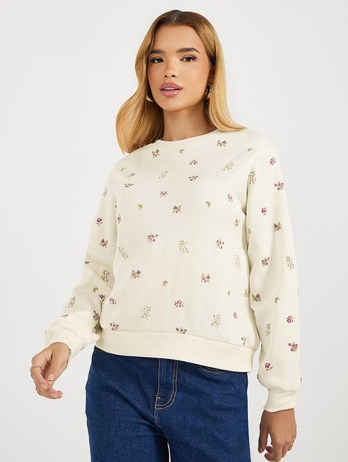 women long sleeves front print sweatshirt - 21662648 - Very Small Image - 1