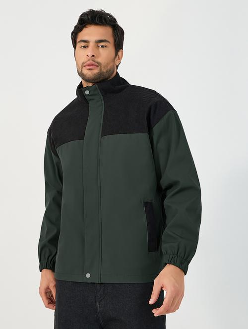 men green color block long sleeve bomber jacket - 21662690 - Very Small Image - 1