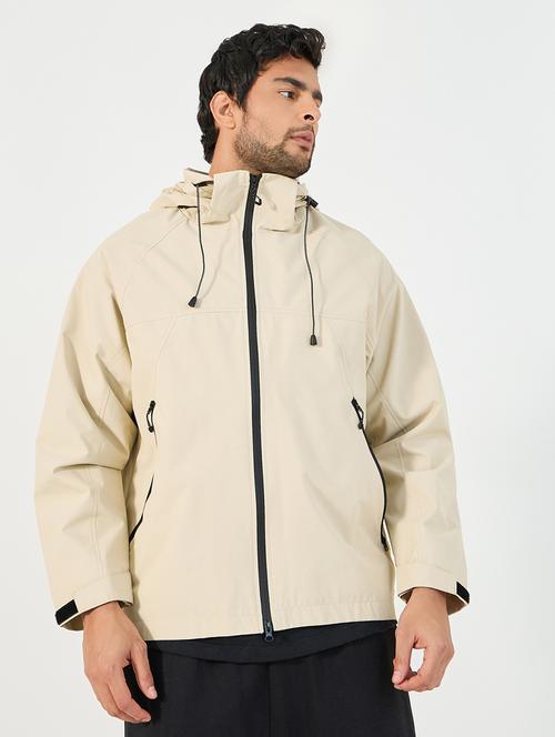 men cream solid long sleeve bomber jacket - 21662697 - Very Small Image - 1