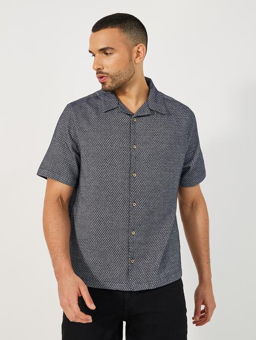 men self design short sleeve casual shirt - 21662734 - Very Small Image - 1