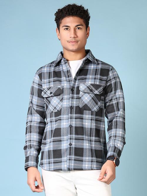 men checkered long sleeve shacket - 21662837 - Very Small Image - 1