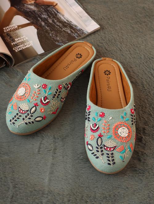 women embroidered slip on mules - 21662952 - Very Small Image - 1