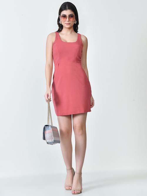 women peach solid sheath dress - 21663700 - Very Small Image - 1