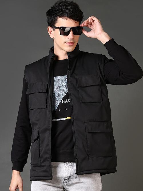 men sleeveless solid utility jacket - 21663743 - Very Small Image - 1