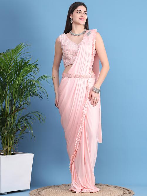 women solid ready to wear saree - 21664236 - Very Small Image - 1