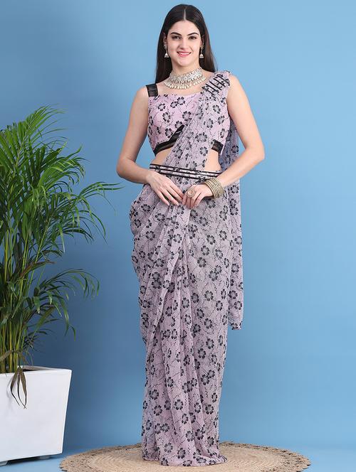 women floral printed ready to wear saree - 21664246 - Very Small Image - 1