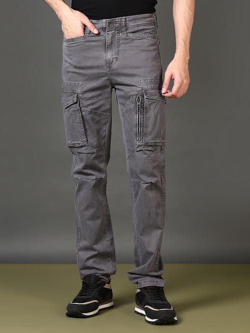 men solid mid rise regular fit cargo - 21664532 - Very Small Image - 1