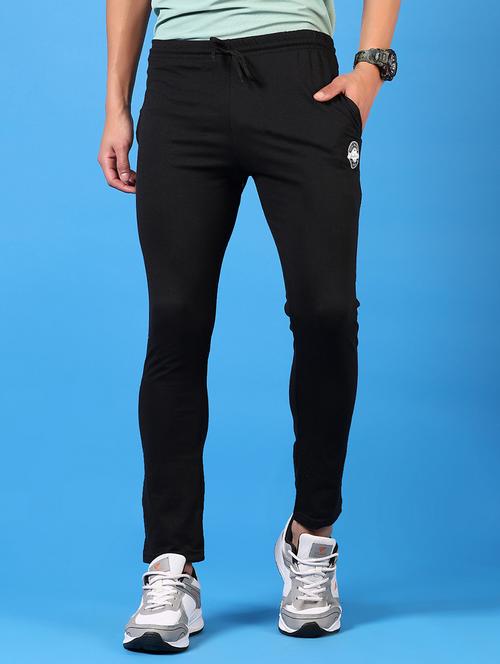 men black solid mid rise full length track pant - 21665114 - Very Small Image - 1