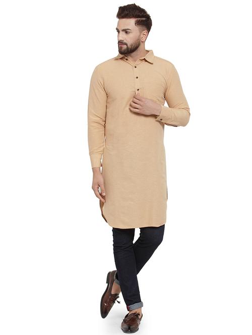 men long sleeves solid long kurta - 21665352 - Very Small Image - 1