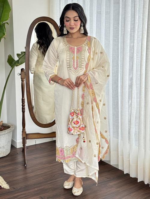 women embroidered kurta pant set with duaptta - 21665557 - Very Small Image - 1