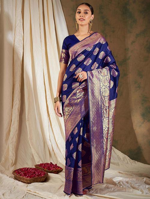 women self design banarasi saree with blouse - 21665587 - Very Small Image - 1