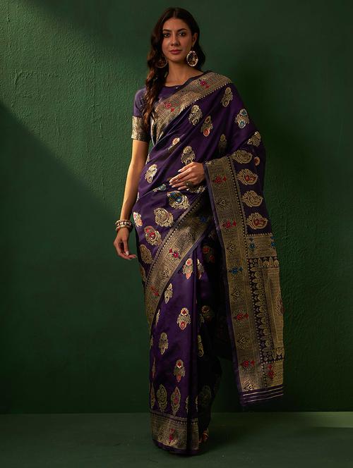 women self design banarasi saree with blouse - 21665659 - Very Small Image - 1