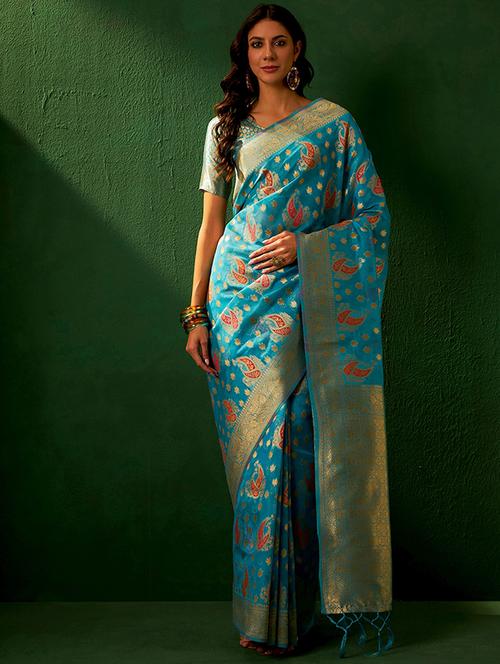 women self design banarasi saree with blouse - 21665710 - Very Small Image - 1