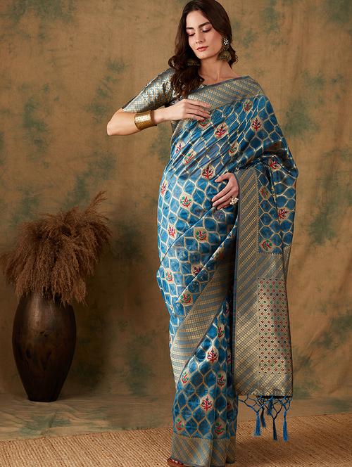 women self design banarasi saree with blouse - 21665714 - Very Small Image - 1