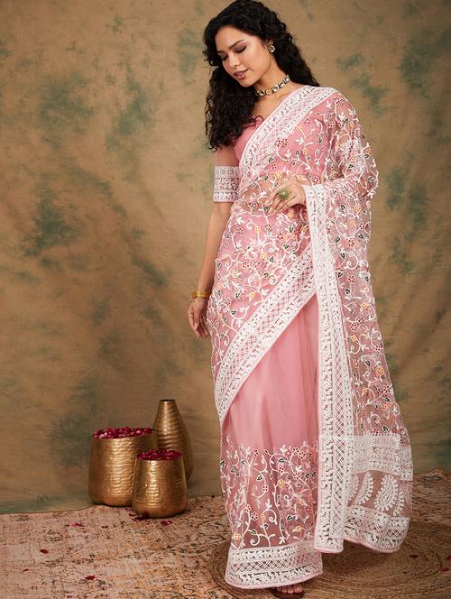 women solid with work embroidered saree - 21665737 - Very Small Image - 1
