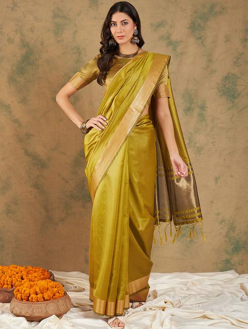 women solid with bordered saree  with blouse - 21665740 - Very Small Image - 1