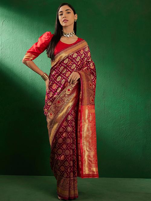 women self design banarasi saree with blouse - 21665780 - Very Small Image - 1