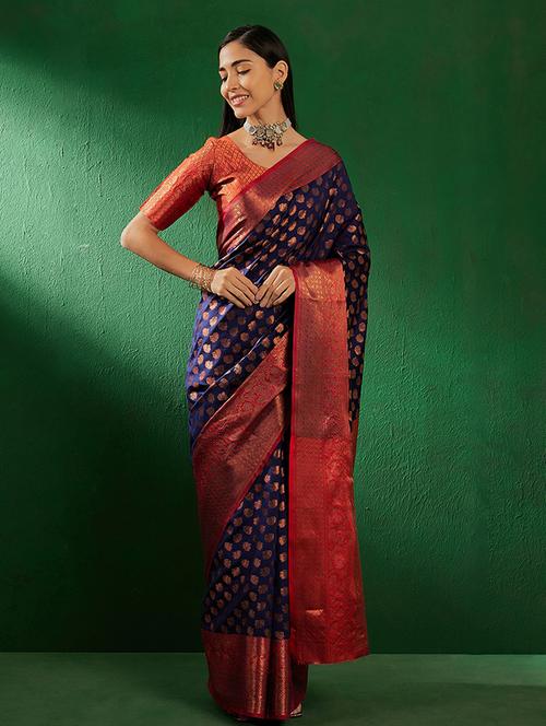 women self design banarasi saree with blouse - 21665787 - Very Small Image - 1