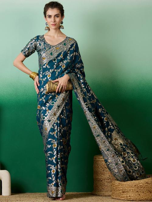 women self design banarasi saree with blouse - 21665890 - Very Small Image - 1